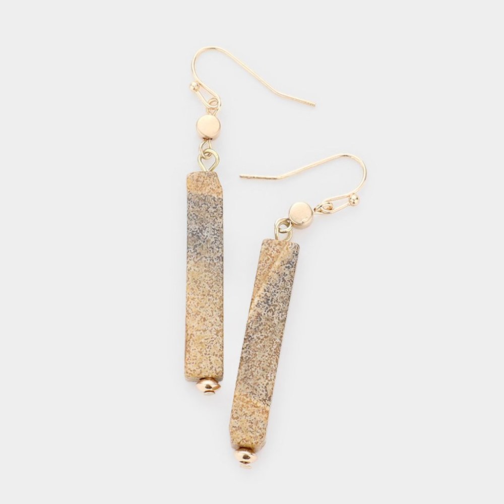 Natural Stone Rectangle Dangle Earrings - image 1